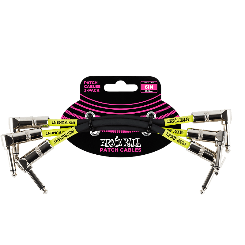 Ernie Ball 6" Angle / Angle Patch Cable 3-Pack Black P06050 image 1