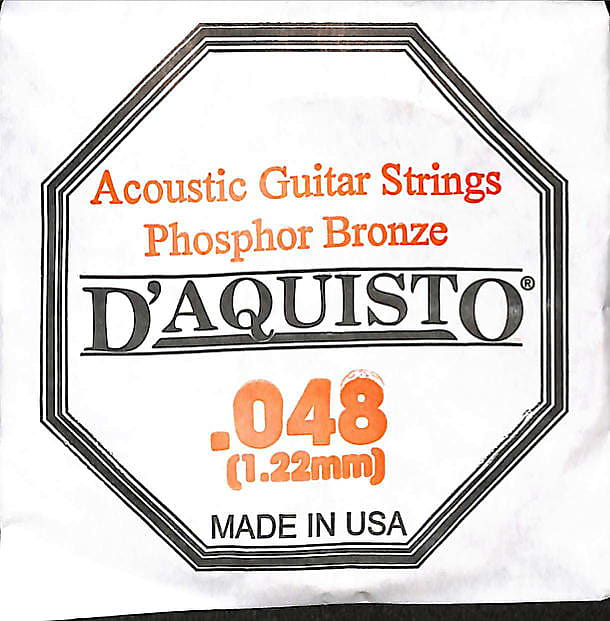 Four (4) - .048 Phosphor Bronze Wound - D'Aquisto Acoustic Guitar Strings image 1