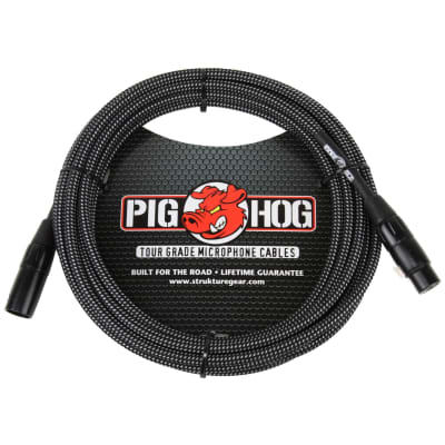 Pig Hog Black & White Woven Tour Grade Mic Cable, 20ft XLR (PHM20BKW) image 1