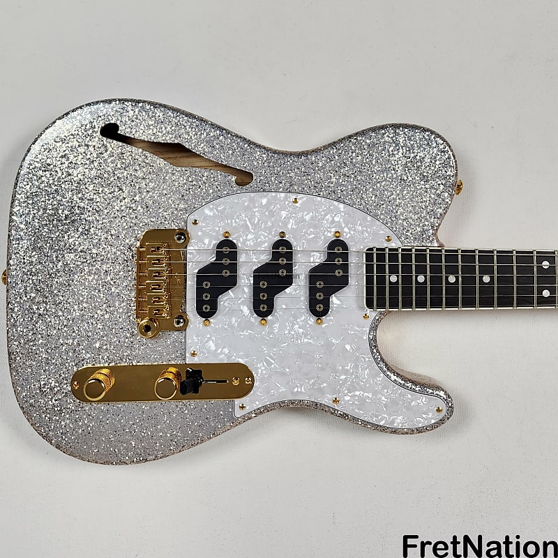 G&L Custom Shop ASAT Z3 Semi-Hollow Guitar Silver Metal Flake 5A 