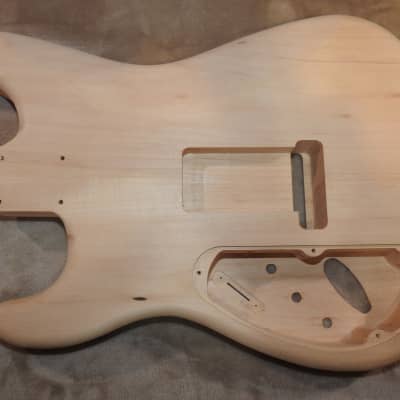 Unfinished Strat 2 Piece Alder With a Book Marched 2 Piece Black Walnut Top Bound in Black 4lbs 1.8oz! image 7