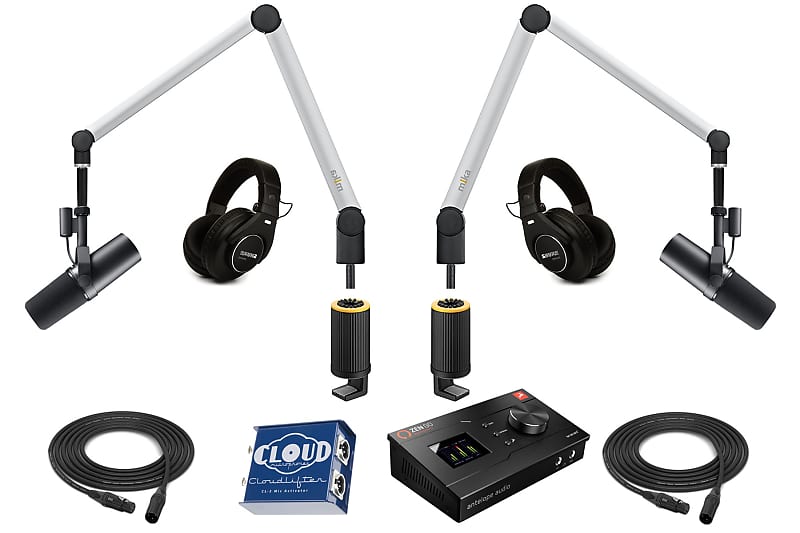 Yellowtec 2-Person Complete Podcasting Bundle with Shure SM7B Dynamic  Microphones & Apogee Duet 3 Audio Interface, Medium (Silver)