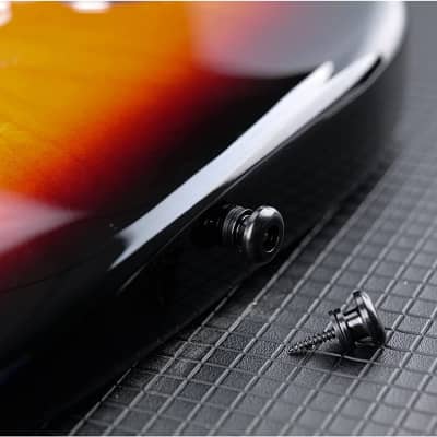 Black Yamaha Style End Pin Acoustic Electric Guitar Strap Buttons Screws Pads image 5