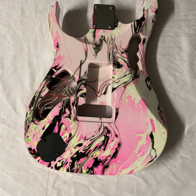 Unbranded Jem Style Electric Guitar Body OSNJ HSH 2020s - Pink Swirl image 2