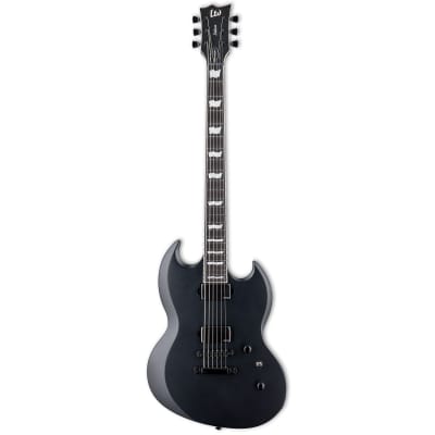 ESP LTD Viper-1000 Baritone Guitar w/ EMG Pickups and Macassar Ebony Fretboard - Black Satin image 2