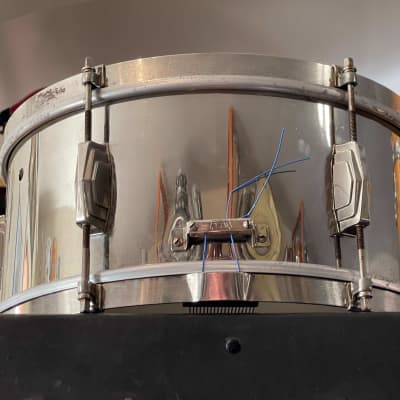 30's Ludwig & Ludwig 6.5 x 14  NOB Snare Drum Frankie Banali Nickel Over Brass image 6