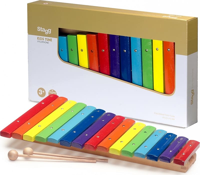Xylophone with 15 colour-coded keys and two wooden mallets image 1