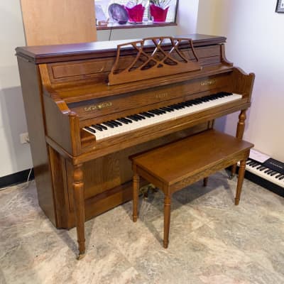 Sojin Model 4346 42" Satin Oak Console Piano c1988 #111289 image 1