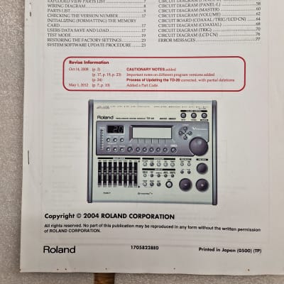 Roland TD-20 Service Notes Service Manual