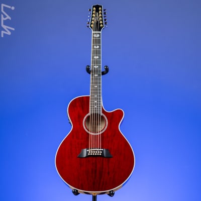 Takamine Thinline TSP158C-12 12-String Acoustic-Electric Guitar See-Through Red image 2