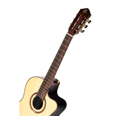 Ortega Private Room Striped Ebony Suite w/ Arm Rest Solid Top Slim Neck Acoustic-Electric Nylon Classical Guitar w/ Bag image 7