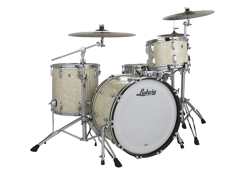 Ludwig Pre-Order Legacy Mahogany Vintage White Marine Downbeat 14x20_8x12_14x14 Drums Shell Pack Special Order AuthorizedDealer image 1