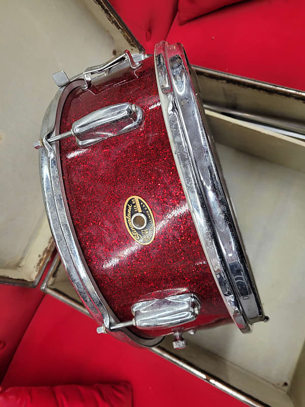 Slingerland Snare Drum With Case And Stand 1960s Red Sparkle image 1