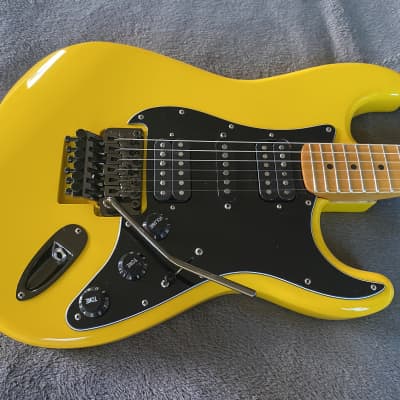 2023 Del Mar Lutherie Surfcaster Strat Floyd Rose Graffiti Yellow - Made in USA image 2