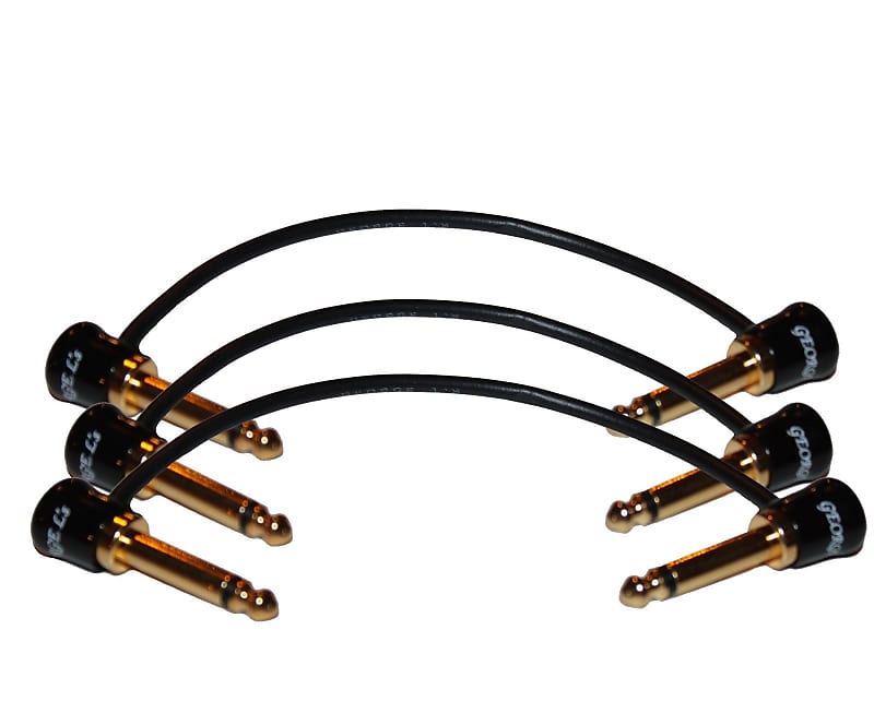 George L's 6" Deluxe Gold Effects Cable in Black 3-Pack image 1