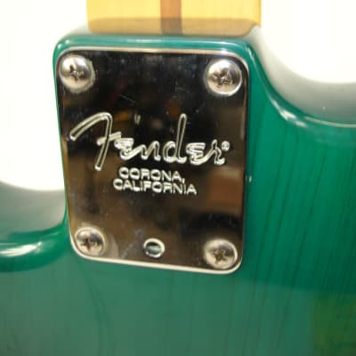 2001 Fender American Deluxe Stratocaster Electric Guitar, Maple Fingerboard, Teal Green Transparent image 12