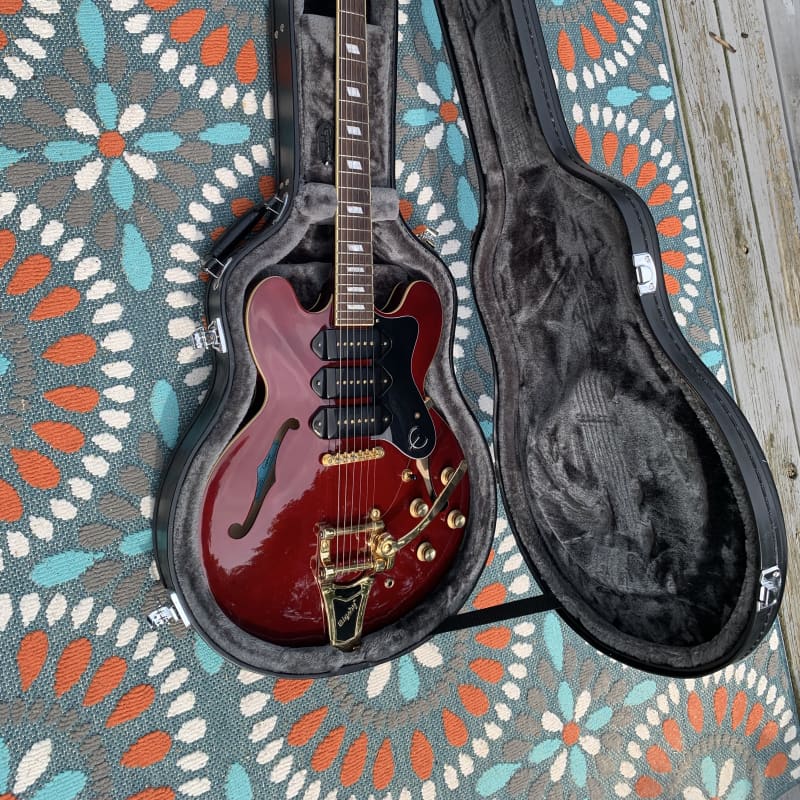 Epiphone P93 Riviera Custom, 3 P-90 Pickups, Wine Red Finish | Reverb