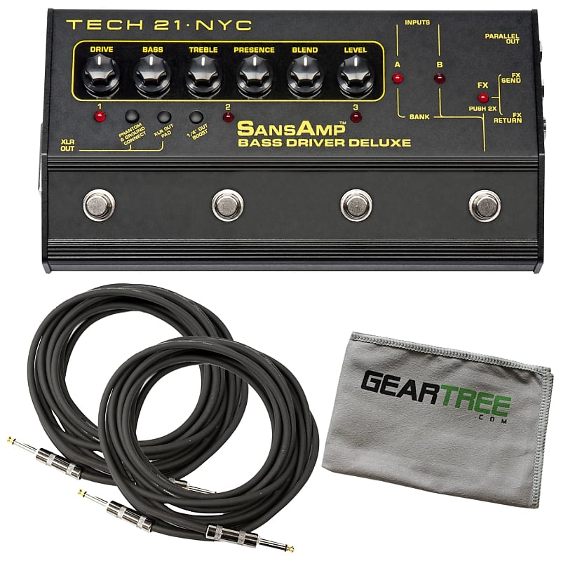 Tech 21 SansAmp Bass Driver Deluxe - Pre-Amp & DI w/ 6 programs, FX Loop  Bundle