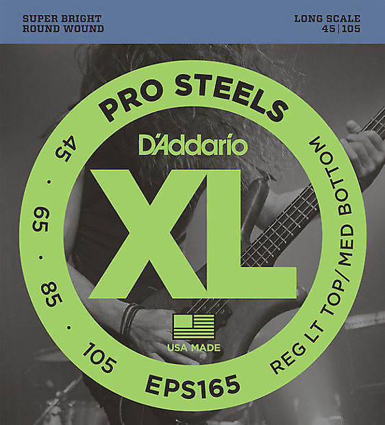 D'Addario EPS165 ProSteels Long Scale Bass Guitar Strings, Custom Light Gauge image 1