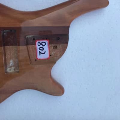 Natural Glossy Finish Mahogany Wood Neck-Through Bass Guitar Body image 2