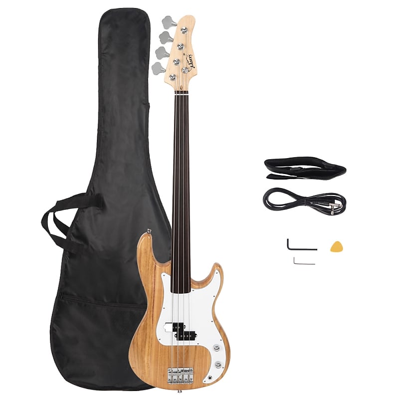 Glarry Fretless Electric Bass Guitar Full Size 4 String for experienced Bass Players Natural image 1