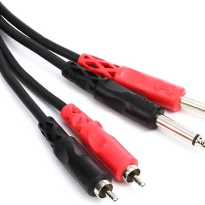 Hosa CPR-204 Stereo Interconnect Cable - Dual 1/4-inch TS Male to Dual RCA Male - 13.2 foot image 1