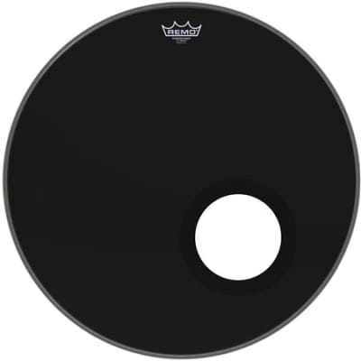 Remo Ebony Powerstroke 3 Bass Drum Head with Hole 22 inch image 2