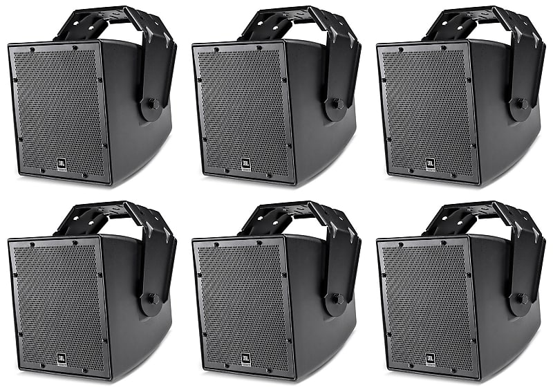 (6) JBL AWC62-BK 6.5&quot; 120 Watt Black Indoor/Outdoor 70V Commercial Speakers  			