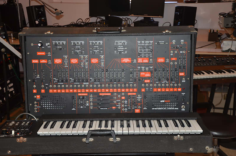 ARP 2600 with 3620 Keyboard.  Later '70s Model.  Black and Orange image 1