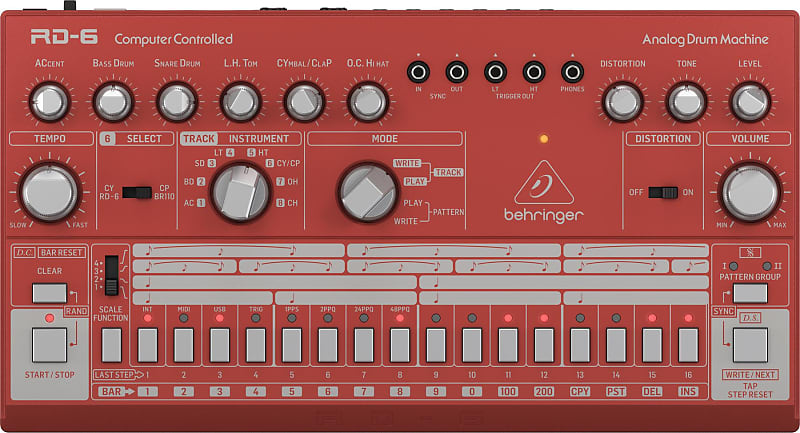 Behringer RD-6 Analog Drum Machine - Red image 1