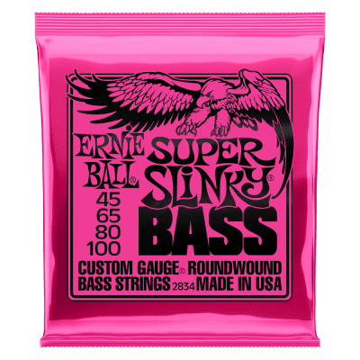 Ernie Ball 2834 Super Slinky Round Wound Electric Bass Strings (45-100) Silver image 2