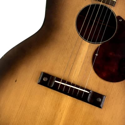 1960s Vintage Burst Solid Woods Silvertone Kay Acoustic Guitar Lacquer Finish Tortoise Binding HSC image 13