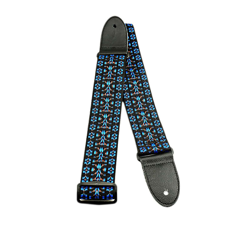 Perri's Hootenanny Design Woven Guitar Strap Blue/Black | Reverb