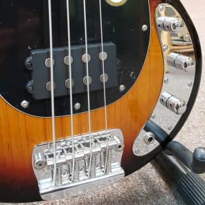 Sterling by MusicMan Ray34CA Classic Active 4-string Bass Guitar 3-Tone Sunburst with gig bag image 3