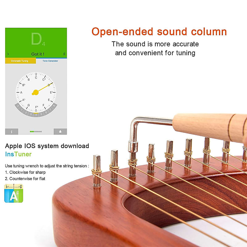 Full Bundle Professional 16 String Lyre Harp with Pickup and