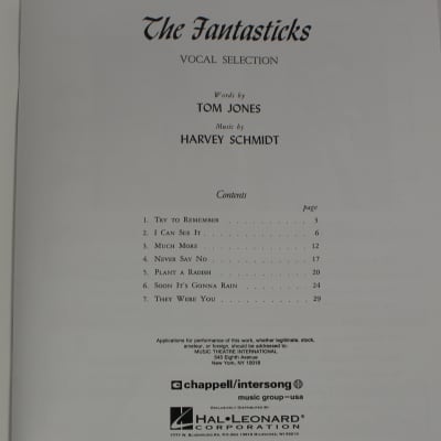 Hal Leonard The Fantasticks Sheet Music Piano Vocal Selections Book NEW 000312136 image 3