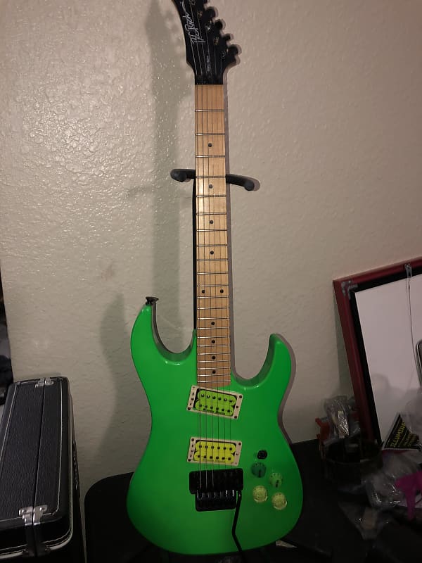 B.C. Rich Gunslinger neon green floyd rose guitar image 1