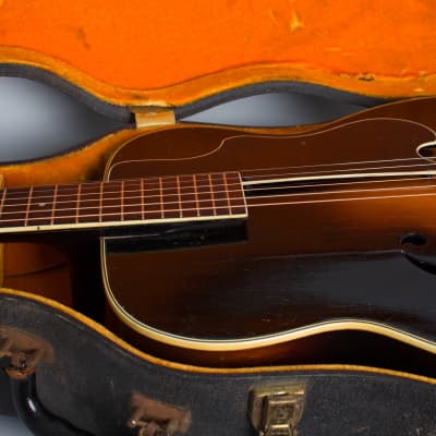 Bacon & Day  Ne Plus Ultra Troubadour Arch Top Acoustic Guitar (1934), ser. #33895, period black hard shell case. image 13