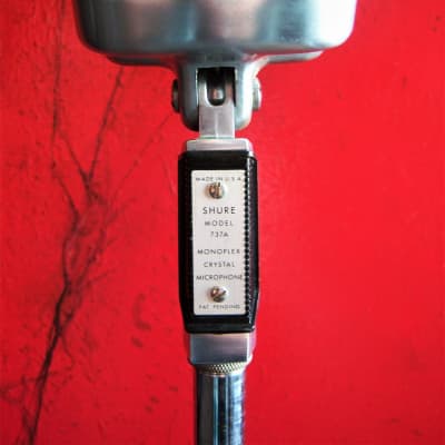 Vintage 1960's Shure 737A crystal microphone Satin Chrome w period Atlas DS-7 desk stand image 6