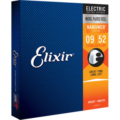 Elixir Nanoweb Nickel Electric Guitar Strings 9-52 (7 String) image 2