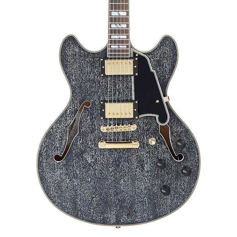 D'Angelico Excel DC Semi-Hollow Electric Guitar Black Dog w/ Gig Bag