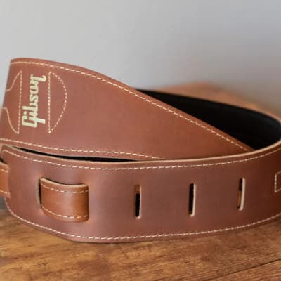 Gibson Classic Leather Guitar Strap Brown image 2
