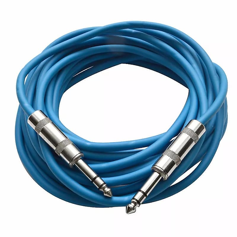 1/4" Trs 25' Patch Cable - Balanced - Effects, Eq, Mixer - Blue image 1