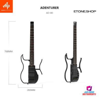 ALP AD-80 Electric Guitar Headless Travel Guitar Foldable Body Headphone Output 2022 Black image 3