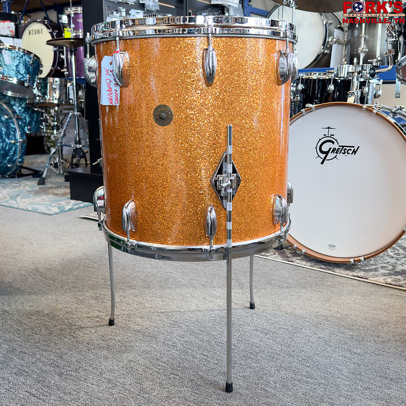 Vintage Gretsch 16 x 16 floor tom, Mid 60's "Gold Glass Reverb