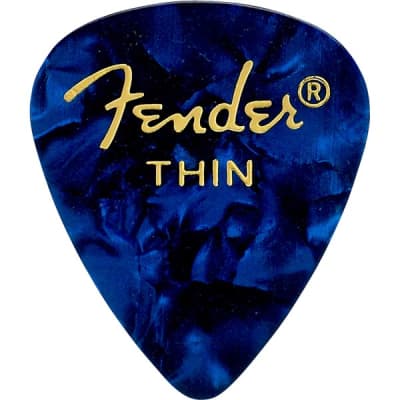 Fender 351 Shape Premium Picks 12 Pack Blue Moto Thin for sale