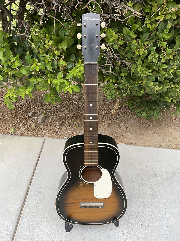 Vintage Silvertone Model 606  60's Sunburst Parlor Guitar image 1