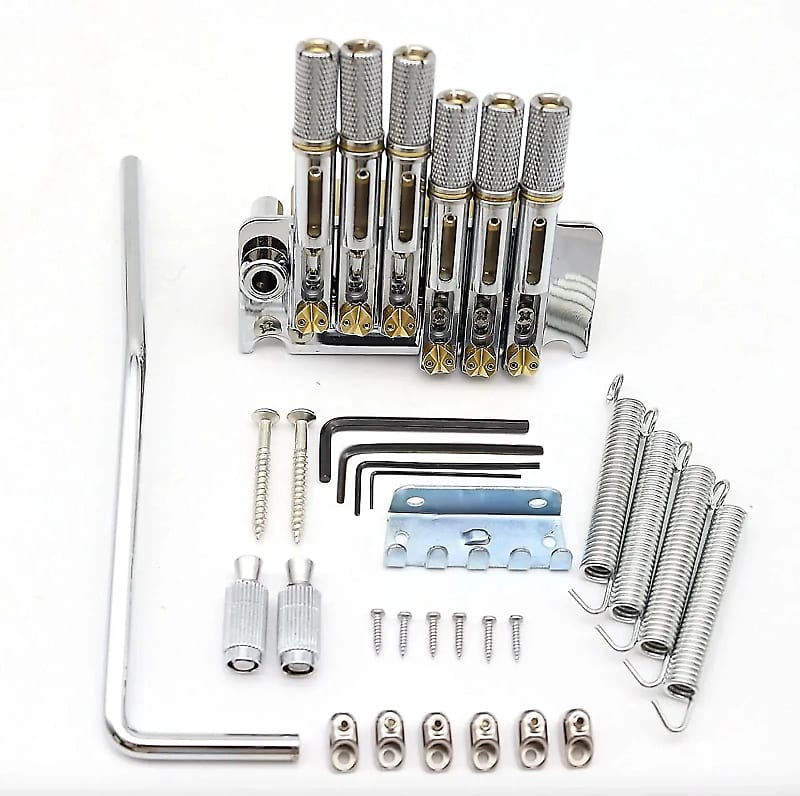 Chrome Fixed Headless Guitar Bridge Tremolo System Reverb
