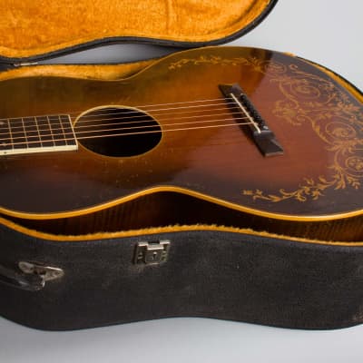 Oahu Jumbo  previously owned by Marc Ribot Flat Top Acoustic Guitar, made by Kay (1935), black hard shell case. image 12