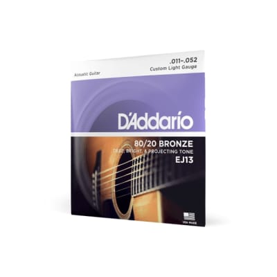 D'Addario EJ13 80/20 Bronze Acoustic Guitar Strings, Custom Light, 11-52 image 2